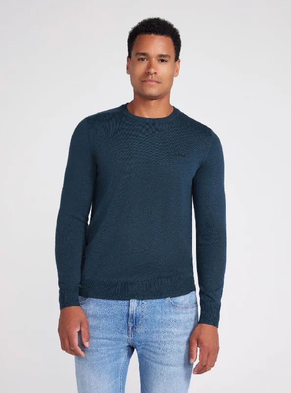 Men's organic cotton sweatshirt-Coastal Blue Valentine Knit Jumper