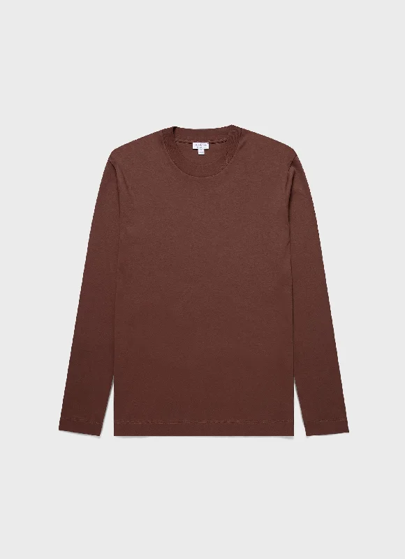 Men's ethical t-shirt-Men's Long Sleeve Heavyweight T-shirt in Cocoa Brown