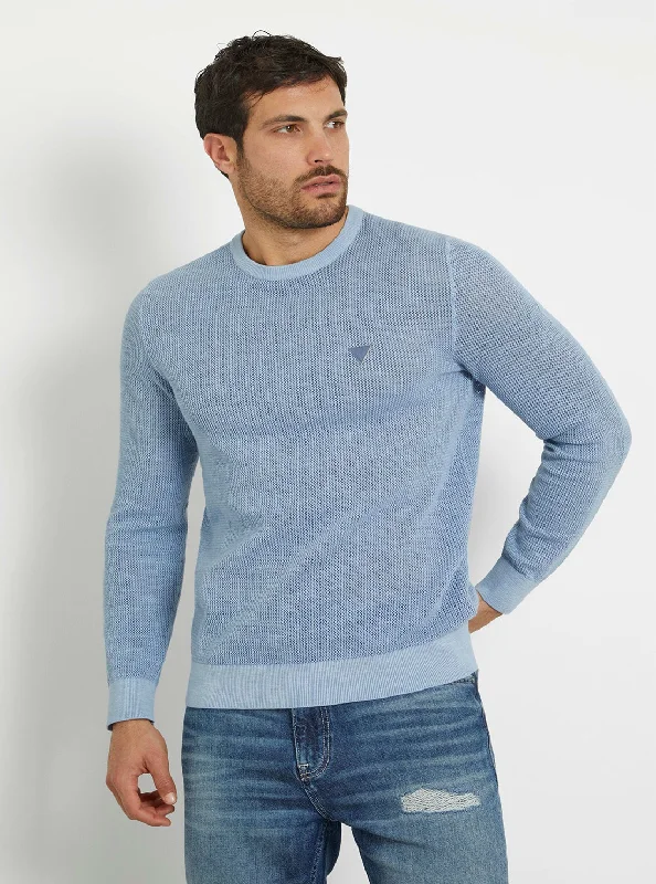 Men's concert sweatshirt-Blue Casey Knit Jumper