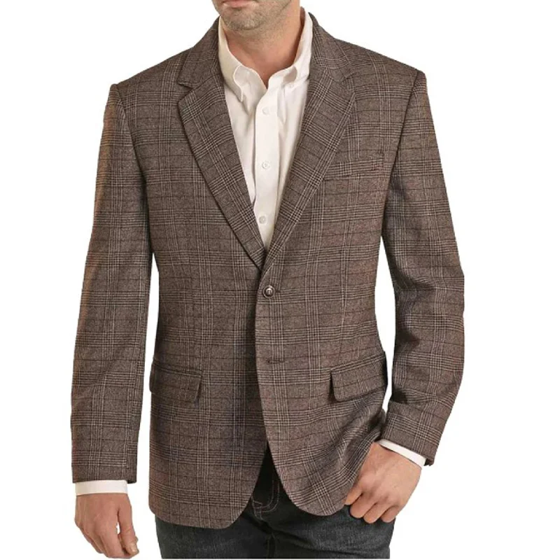 Men's eco-friendly utility jacket-Rock & Roll Men's Brown Plaid Sportscoat