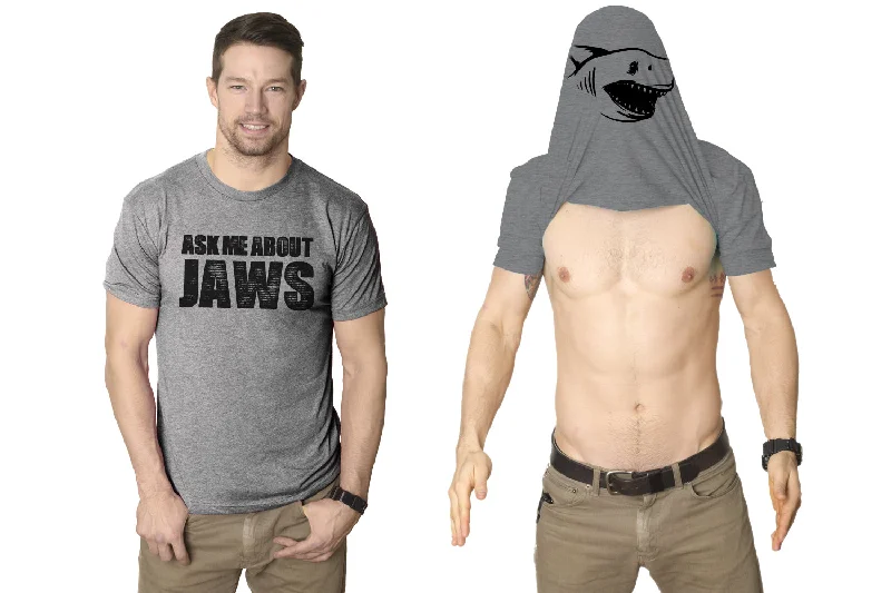 Men's slogan t-shirt-Ask Me About Jaws Men's T Shirt