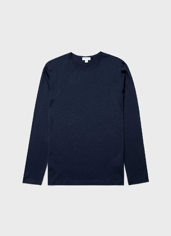 Men's work t-shirt-Men's Classic Long Sleeve T-shirt in Navy