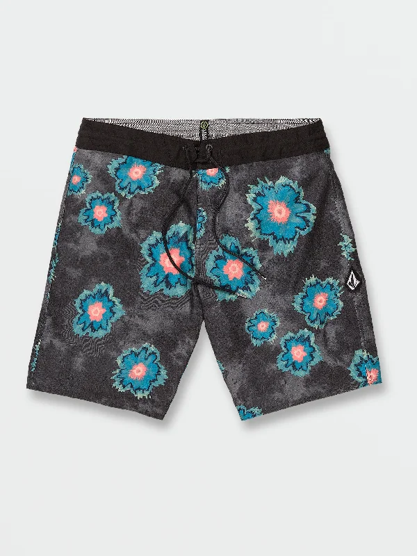 Men's quick-dry athletic shorts-Medal Petal Stoney Trunks - Black