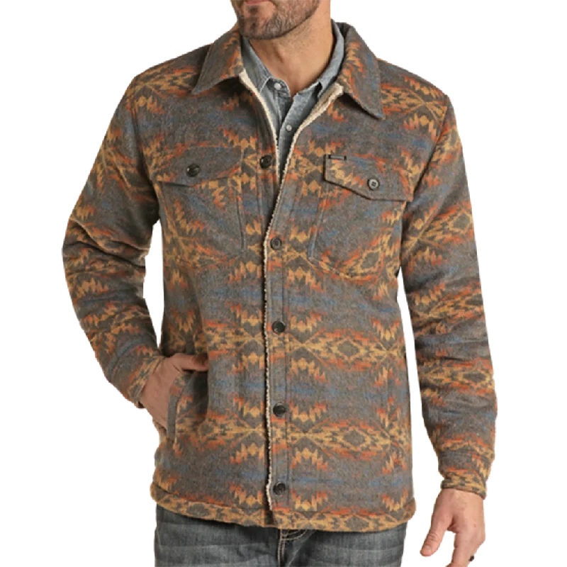 Men's functional travel jacket-Rock & Roll Denim Men's Aztec Shirt Jacket