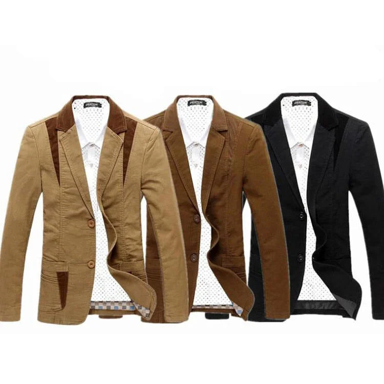 Men's modern anorak-Men's Blazer Casual Oversize Coat Fashion Long Sleeve Blazer Slim Fit Suit Jacket | 8012