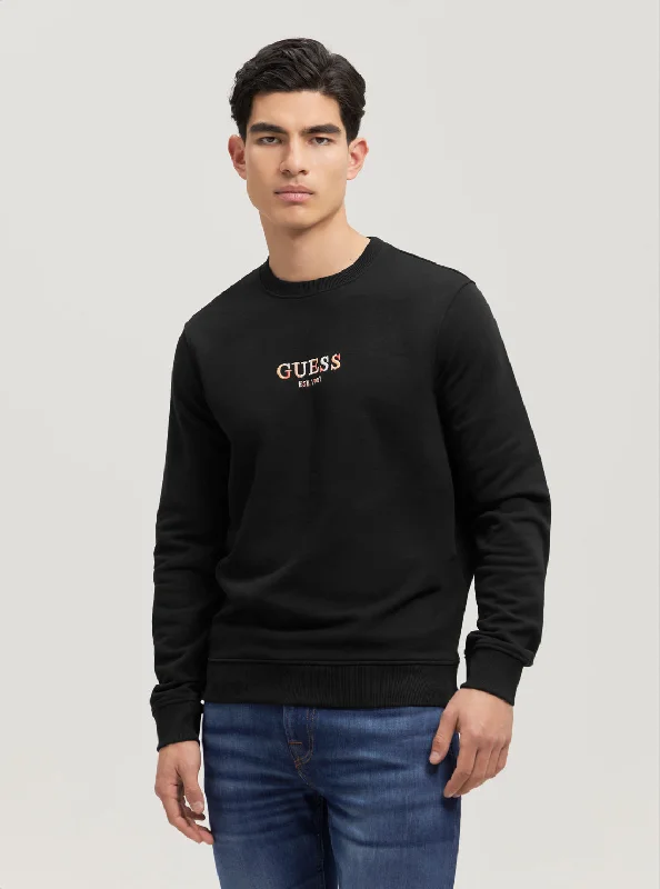 Men's club sweatshirt-Eco Black Multicolour Logo Jumper