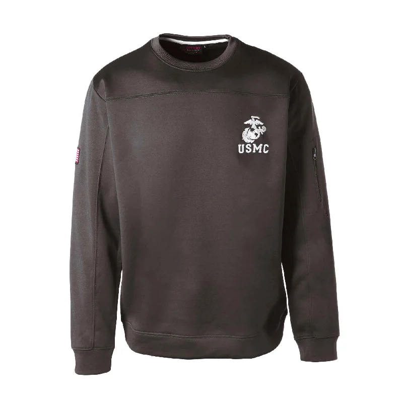 Men's vintage sweatshirt-USMC Crew Neck Sweatshirt- Black