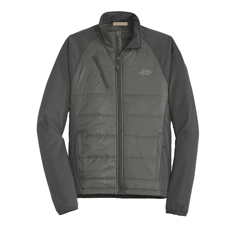 Men's eco-conscious bomber jacket-Hybrid Soft Shell Jacket -  Charcoal with Gray