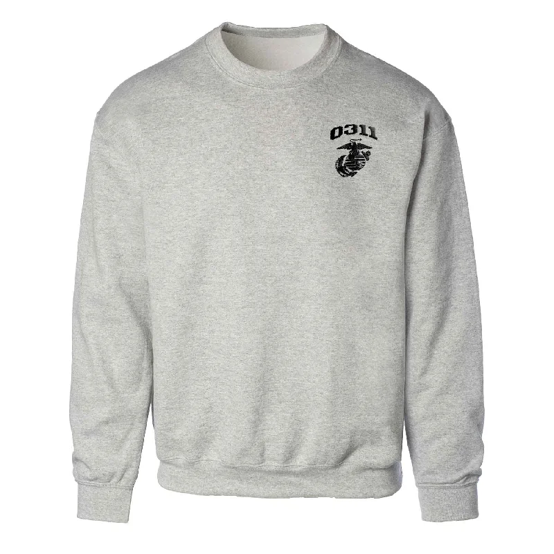 Men's easy-care sweatshirt-Marine Corps MOS Embroidered Sweatshirt - Gray with Black