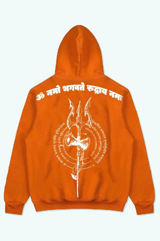 Men's eco-conscious hoodie-LORD SHIVA IMMORTAL OVERSIZED HOODIE (ORANGE)