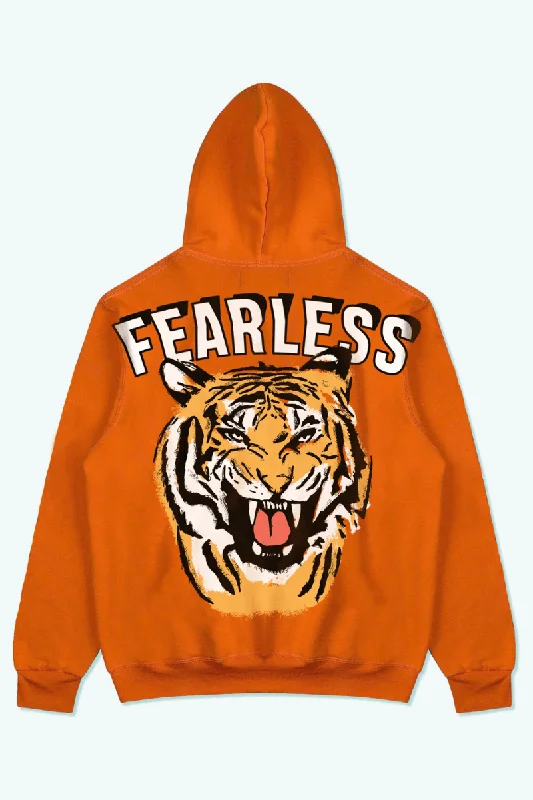 Men's active hoodie-Fearless Roar Oversized Hoodie (Orange)