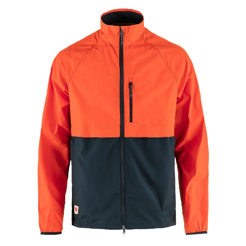 Men's wrinkle-resistant bomber jacket-Fjallraven High Coast Hybrid Wind Jacket Dark Navy / Flame Orange