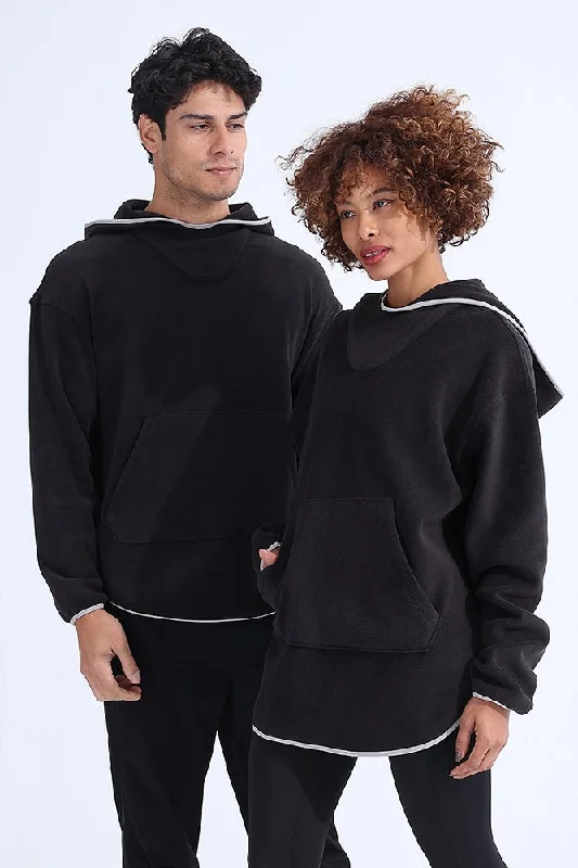 Men's breathable hoodie-Unisex Black Fleece Hoodie