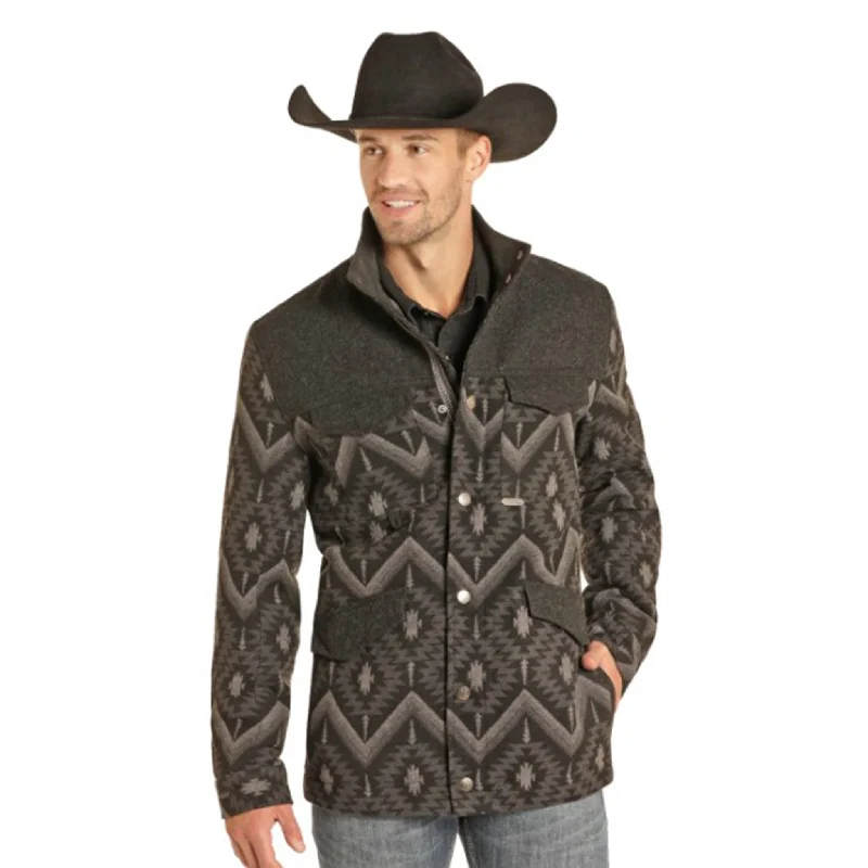 Men's weatherproof utility jacket-Powder River Men's Aztec Jaquard Coat