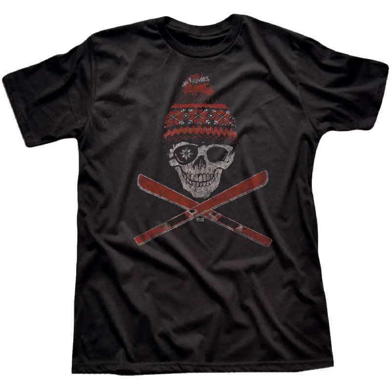 Men's solid color t-shirt-Ski Skull T-shirt