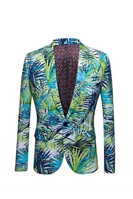 Men's modern anorak-Men's Blazer Casual Blazer Slim Fit Plant Print