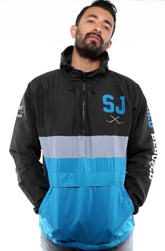 Men's fashion-forward field coat-SAVS X Adapt :: Cold Blooded II SE (Men's Black/Teal Anorak Jacket)