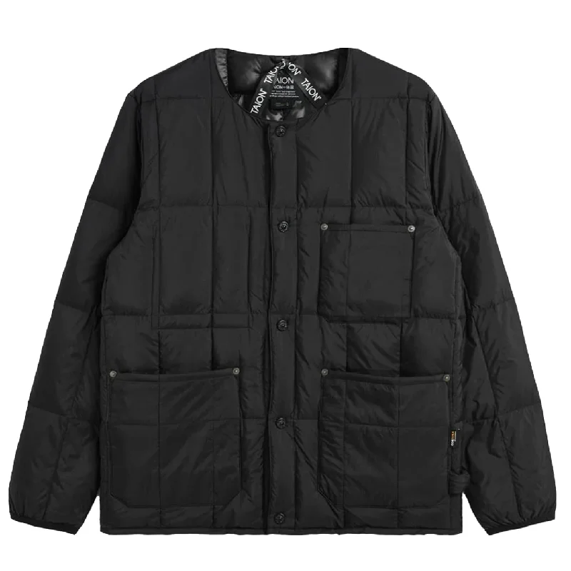 Men's weatherproof utility jacket-Taion Work Crew Neck Down Jacket Black