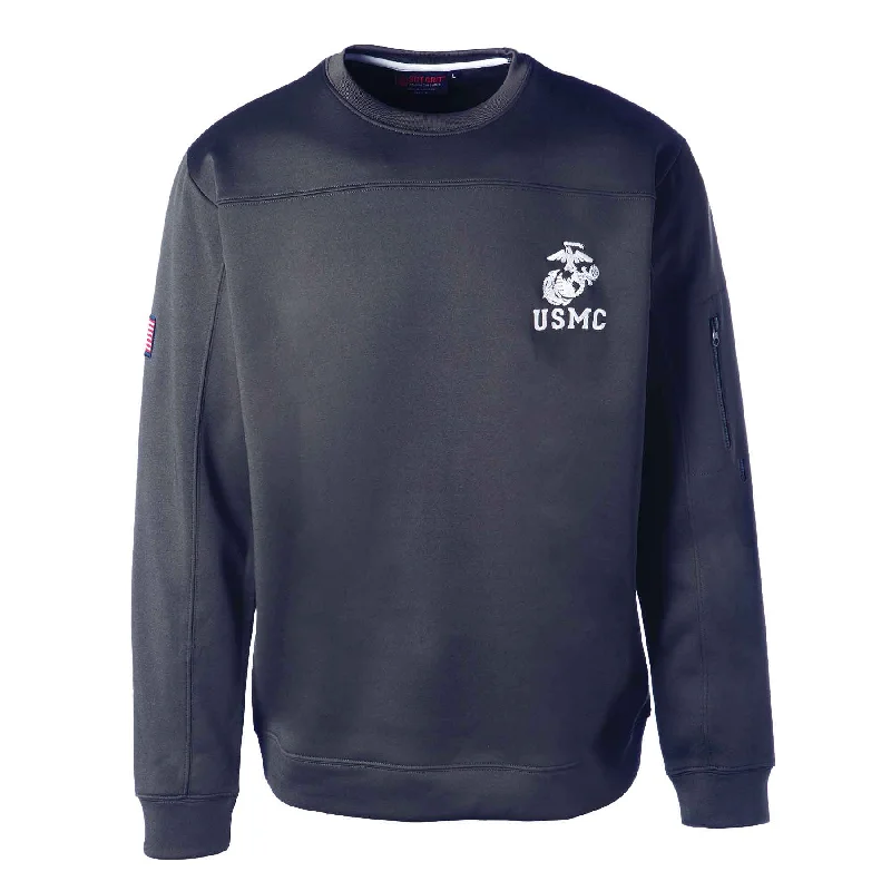 Men's stylish sweatshirt-USMC Crew Neck Sweatshirt- Navy