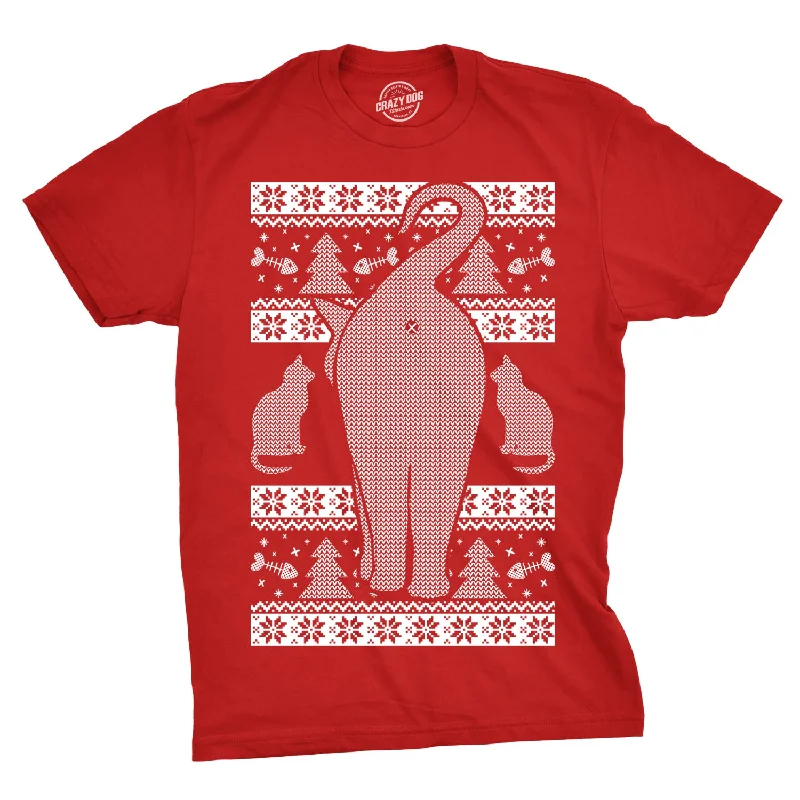 Men's artist t-shirt-Festive Feline Butt Men's T Shirt