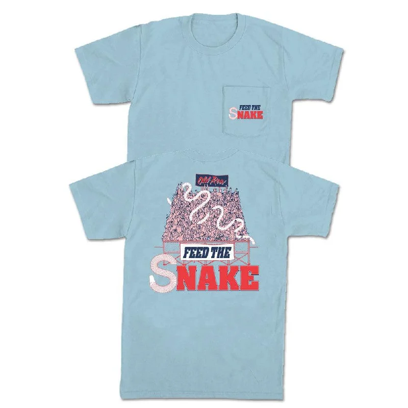 Men's solid color t-shirt-Feed The Snake Pocket Tee