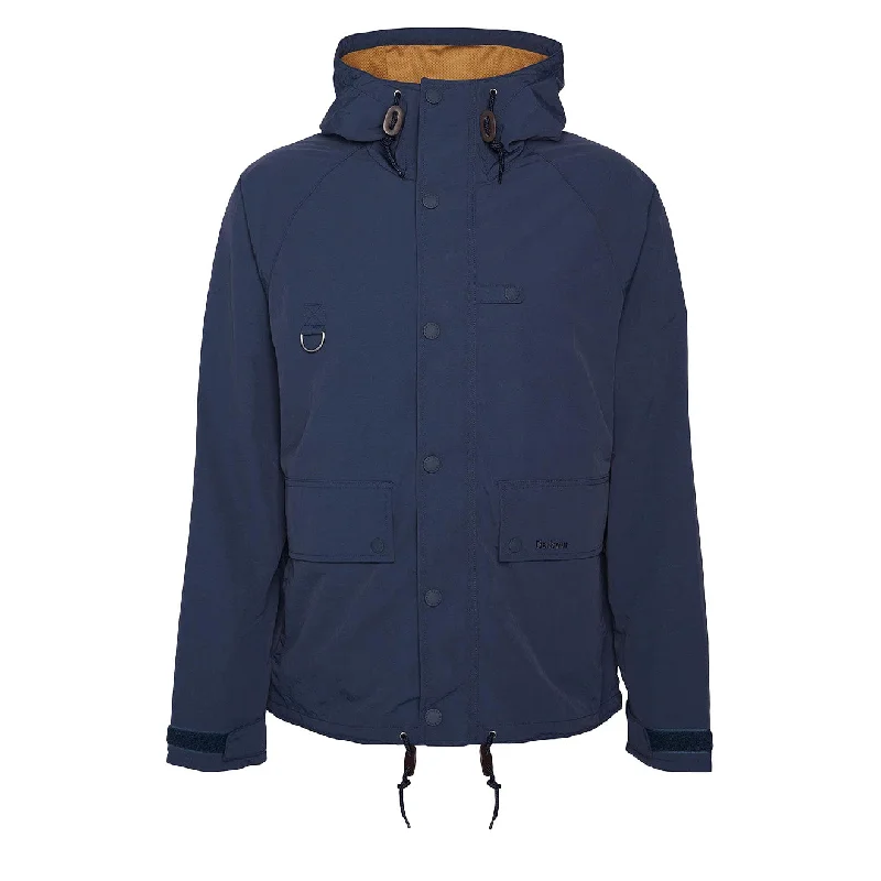 Men's sustainable leather jacket-Barbour Hooded Utility Spey Jacket Navy