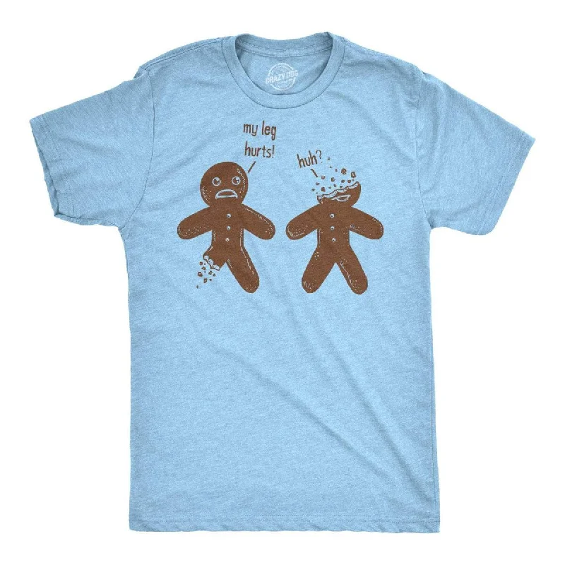 Men's basic t-shirt-My Leg Hurts. Huh? Gingerbread Men's T Shirt