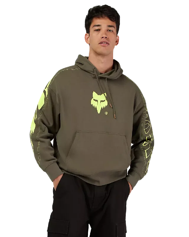 Men's pre-washed hoodie-Elevated Oversized Pullover Hoodie in Military Green