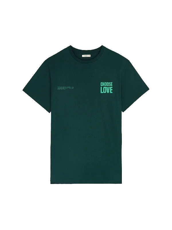 Men's surf t-shirt-Mens Choose Love Midweight T-Shirt—foliage green