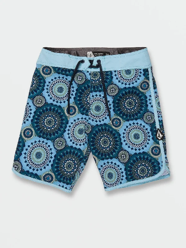 Men's eco-friendly casual shorts-Big Boys Barnacle Scallop Mod Trunks - Navy