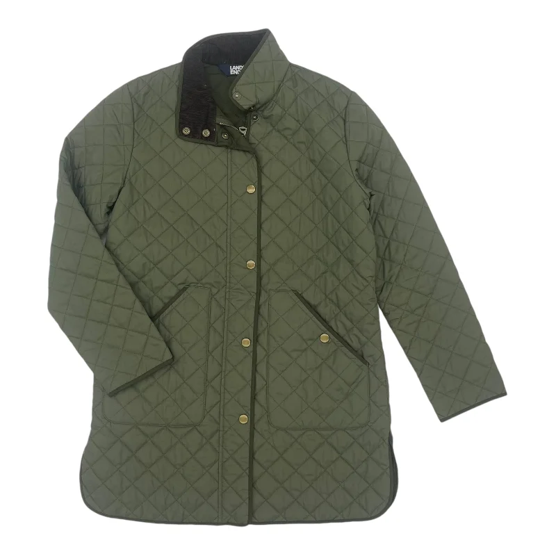 Men's quick-dry bomber jacket-Jacket Puffer & Quilted By Lands End In Green, Size:Xs