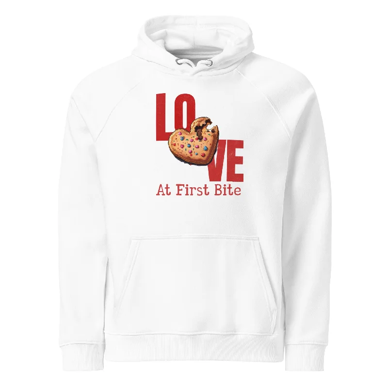 Men's eco-conscious hoodie-Bite of Love Graphic Raglan Hoodie Graphic