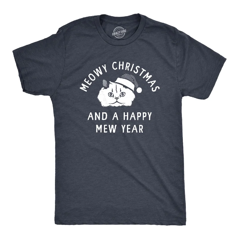 Men's designer t-shirt-Meowy Christmas Men's T Shirt