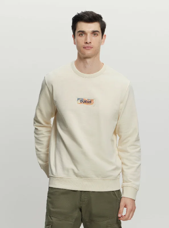 Men's workout sweatshirt-Eco Beige Box Back Jumper