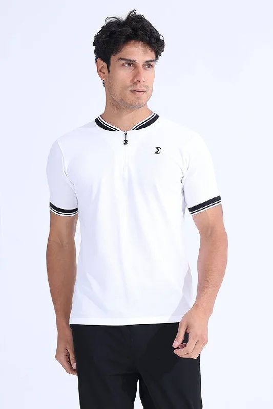 Men's breathable gym wear polo shirt-White Z Polo T-shirt