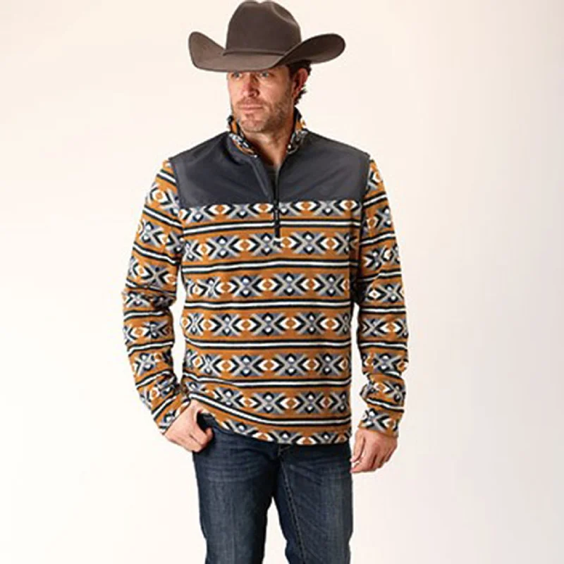 Men's modern raincoat-Roper Men's Orange Aztec Pullover