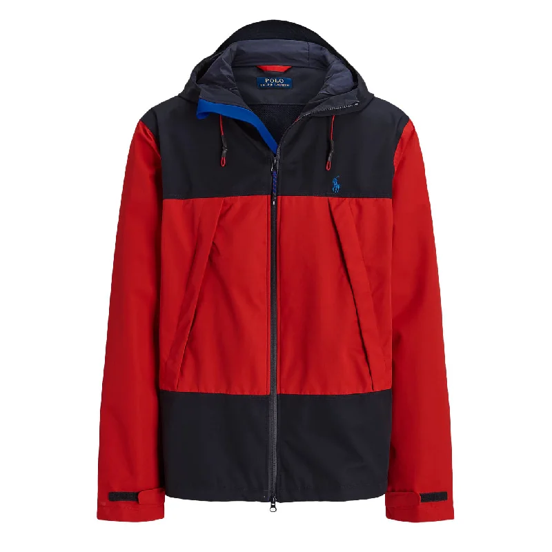 Men's modern anorak-Polo Ralph Lauren Water-Resistant Hooded Jacket Red / Newport Navy