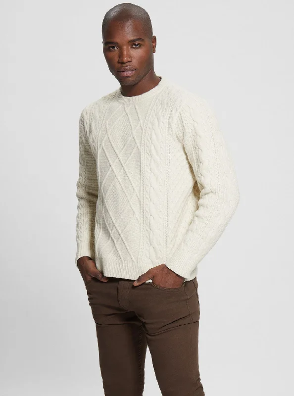 Men's soft sweatshirt-Eco Pearl Cable Knit Jumper