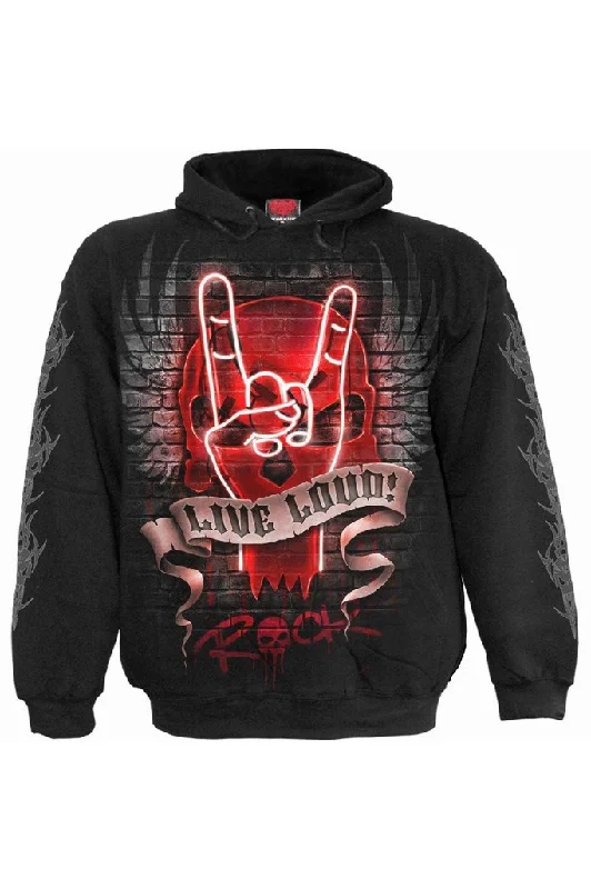 Men's performance hoodie-Live Loud - Hoody Black