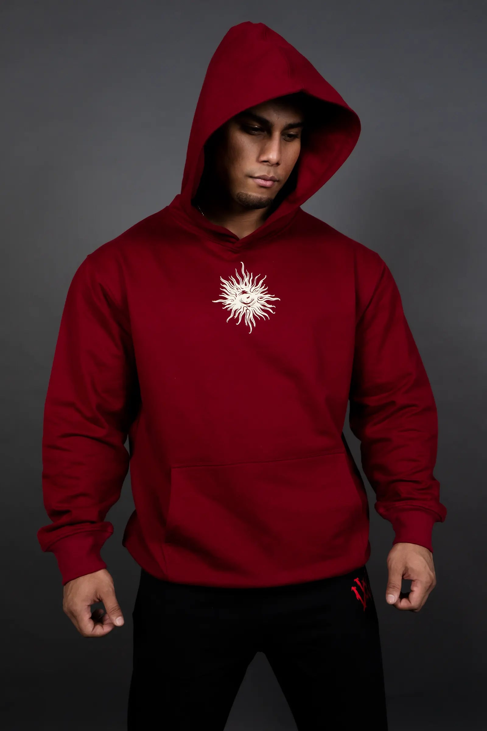 Men's sporty hoodie-SUNFIRE DRAGON HOODIE (MAROON)