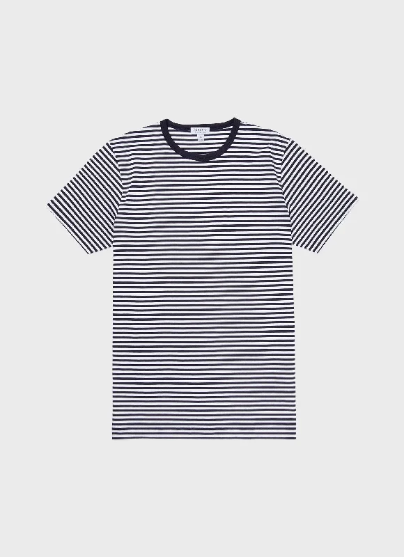 Men's travel t-shirt-Men's Classic T-shirt in Navy/White English Stripe