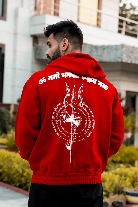 Men's wrinkle-resistant hoodie-Lord SHIVA Immortal HOODIE (RED)