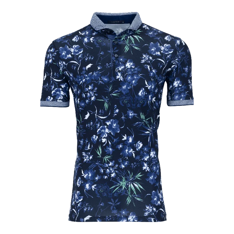 Men's versatile performance polo shirt-Dark Floral Polo