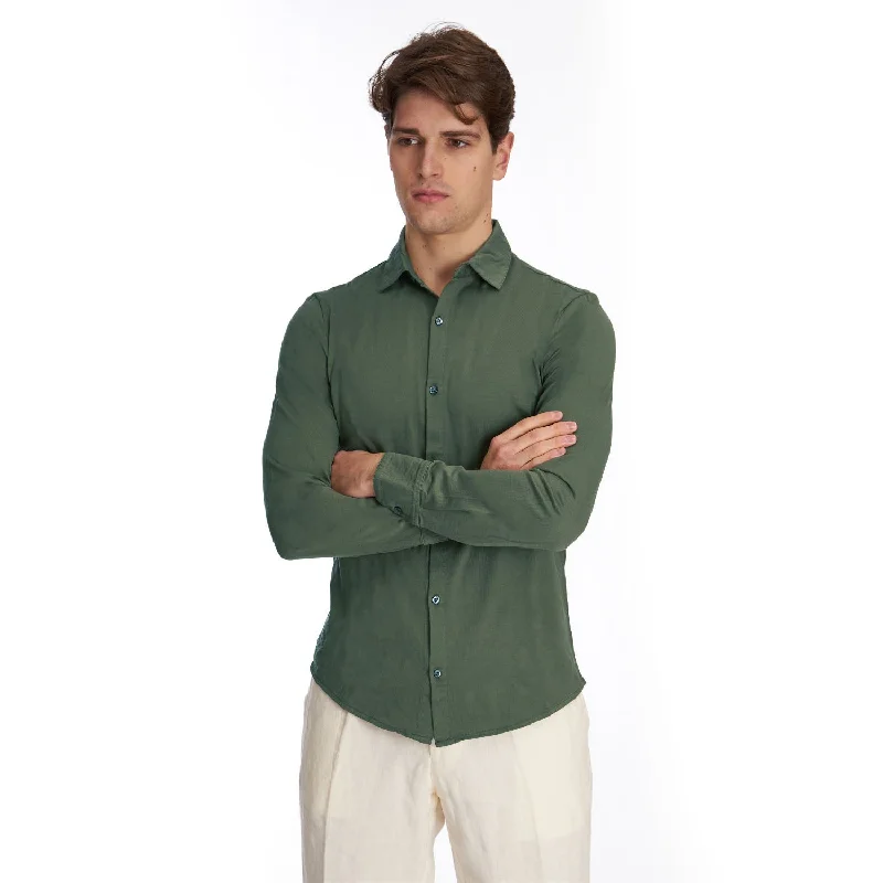 Men's eco-conscious casual polo shirt-DARK GREEN POLO SHIRT