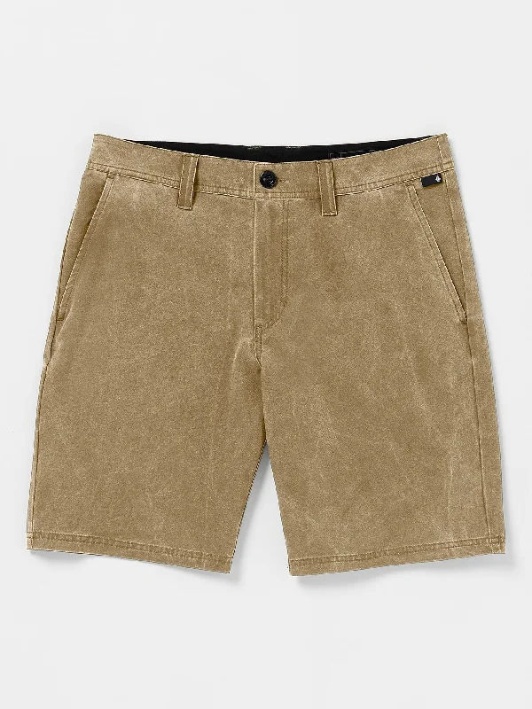 Men's sustainable travel shorts-Stone Faded Hybrid Shorts - Dark Khaki