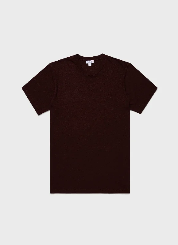 Men's bamboo t-shirt-Men's Cotton Linen T-shirt in Raisin