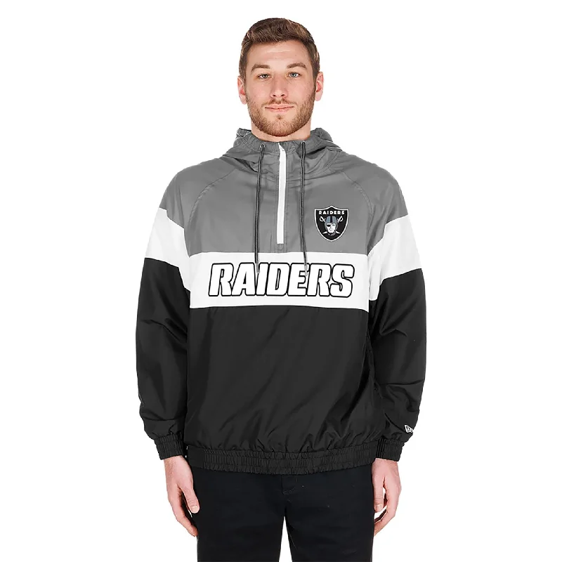 Men's sporty hoodie-Las Vegas Raiders NFL 3rd Down Black 1/4 Zip Hoodie