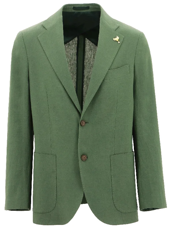 Men's versatile leather coat-Christian Brookes Linen Blend Green Jacket