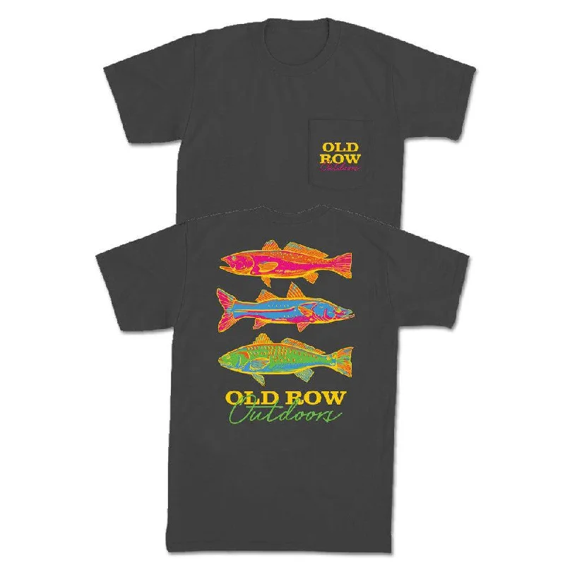 Men's esports t-shirt-Old Row Outdoors Neon Fish Pocket Tee