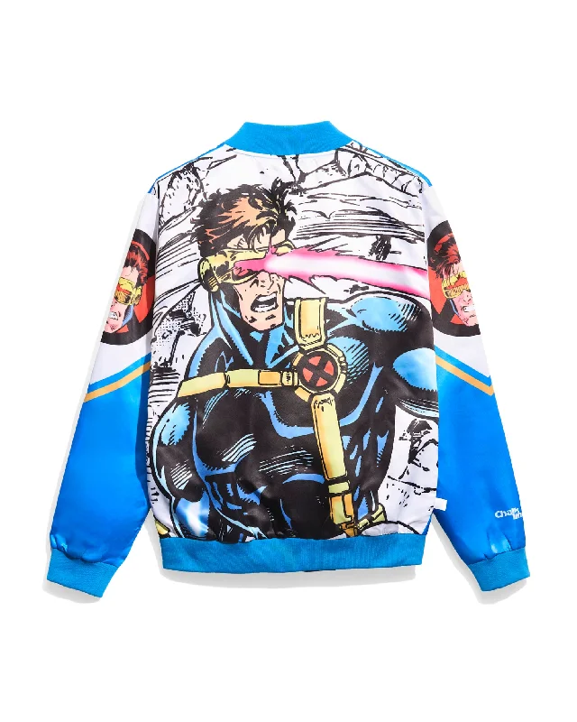 Men's tech-inspired utility jacket-Cyclops Marvel Comics Fanimation Satin Jacket